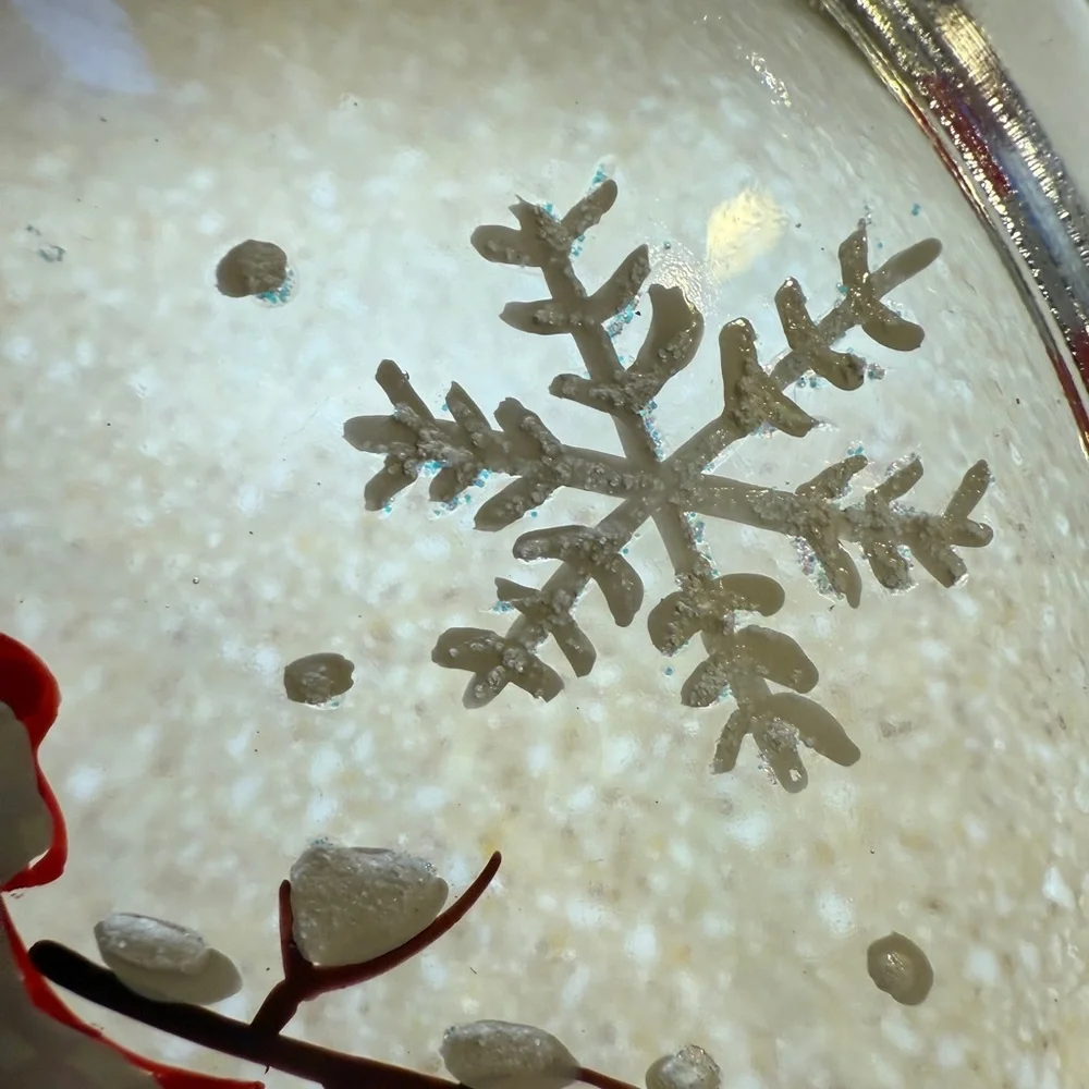 Hallmark Festive Christmas Reverse Painted Snowman Snowflake Holiday Plate 7”